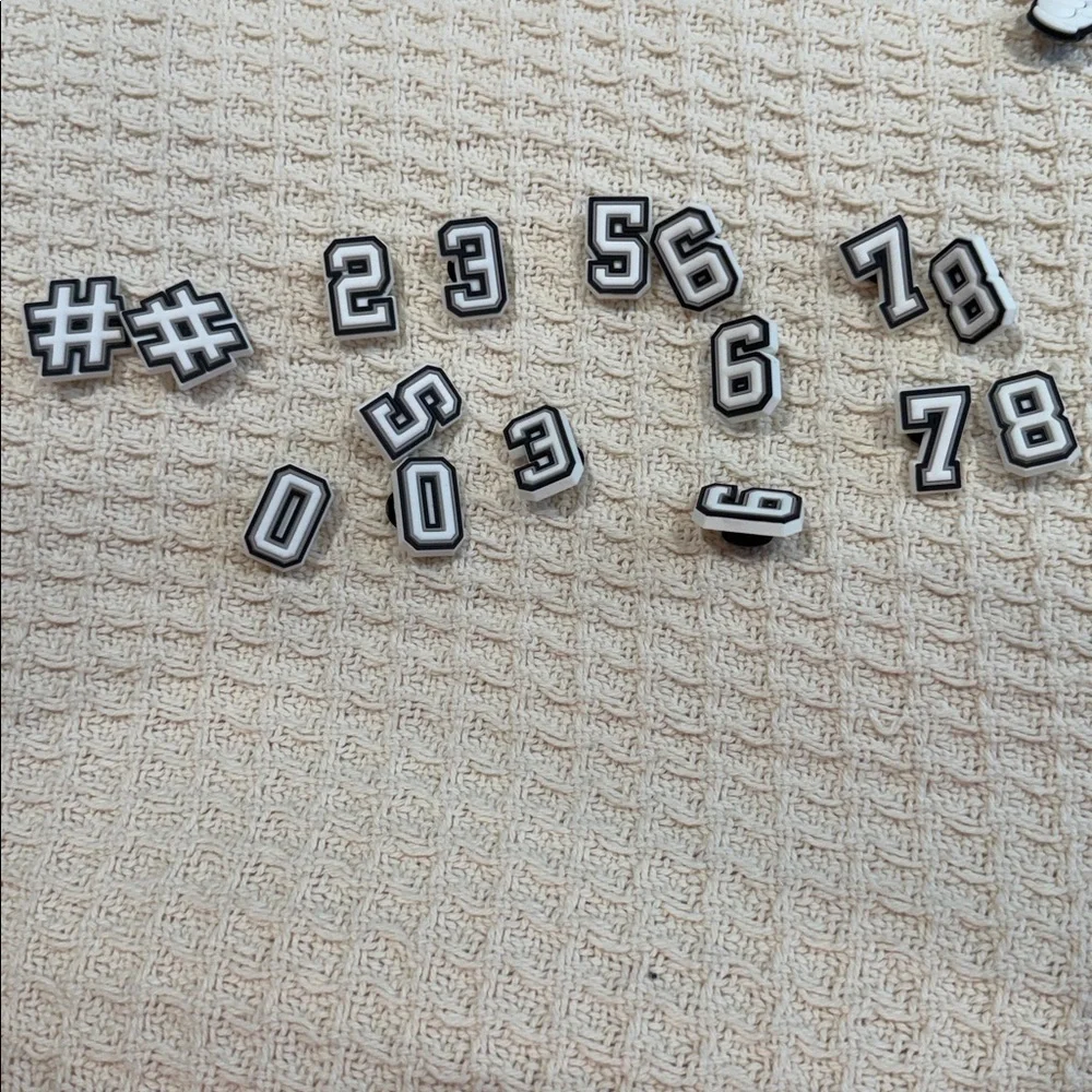 CROCS Black & White Alphabet Shoe Charms with Colorful Novelty Icons